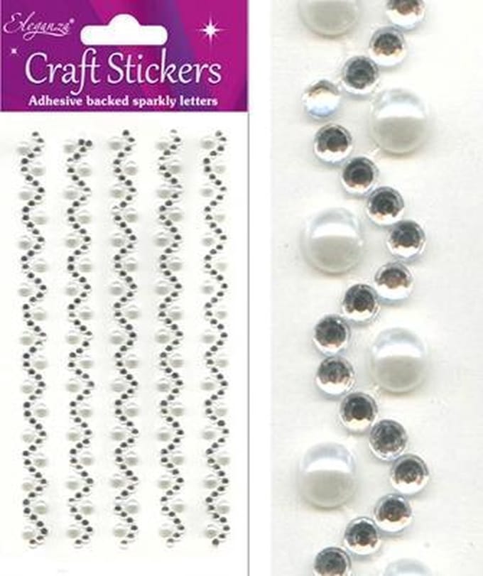 Oaktree - Stickers Diamant en Parels Wave Wit/Zilver (per vel)