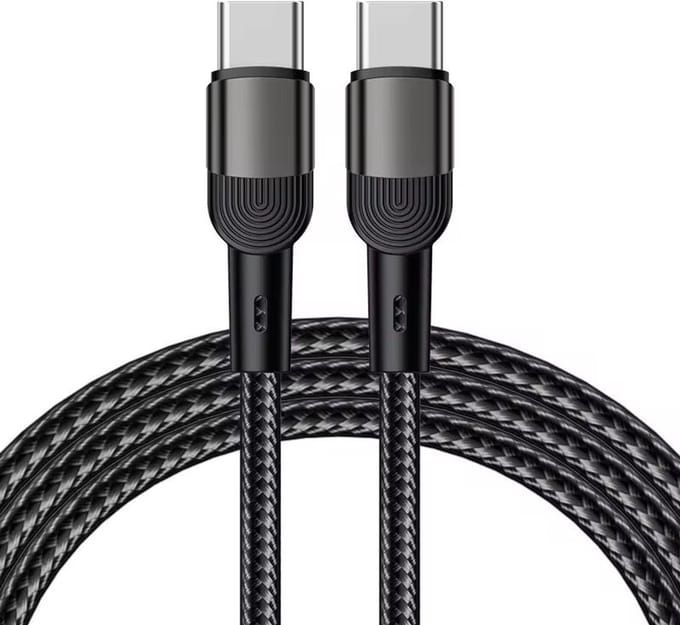 USB-C naar USB-C Kabel 100W – Snelle Oplader en Datakabel – Gevlochten – Zwart – 2 Meter