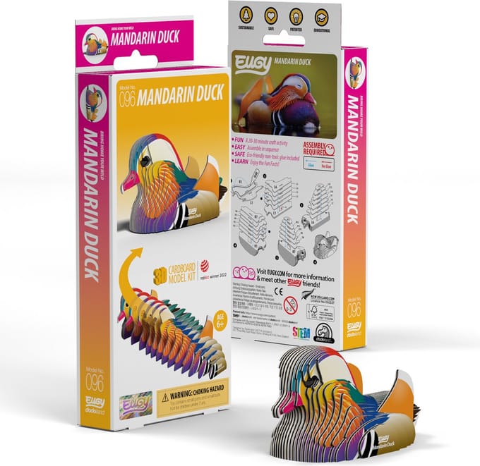 EUGY 3D Puzzel - Mandarijn Eend - Vogels - Duurzaam - Verzamel Ze Allemaal - 6 Jaar