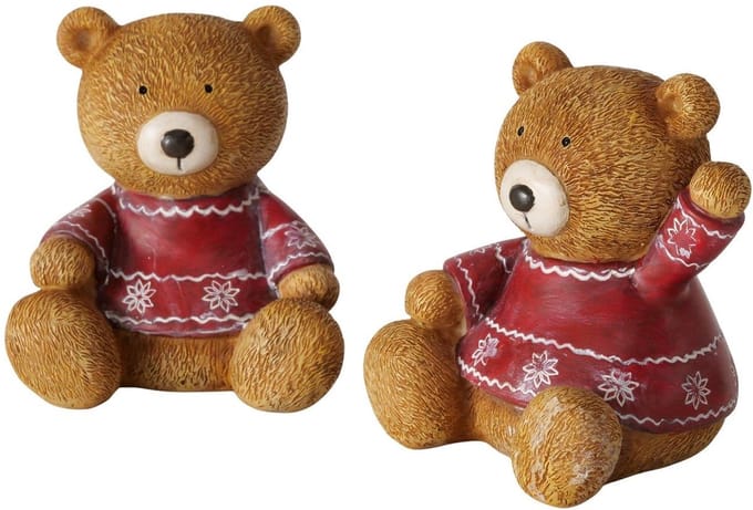 Boltze Home decoratie beer kerst polyresin Ø10xH11cm rood.