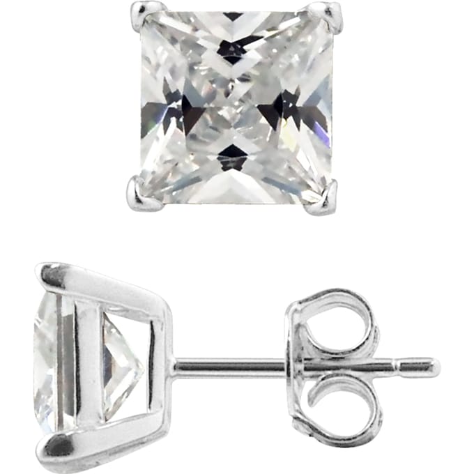 Ear Fleas Square Zirkoniumoxiden 7 mm 4 Klauwen Zilver 925 - Envy 7