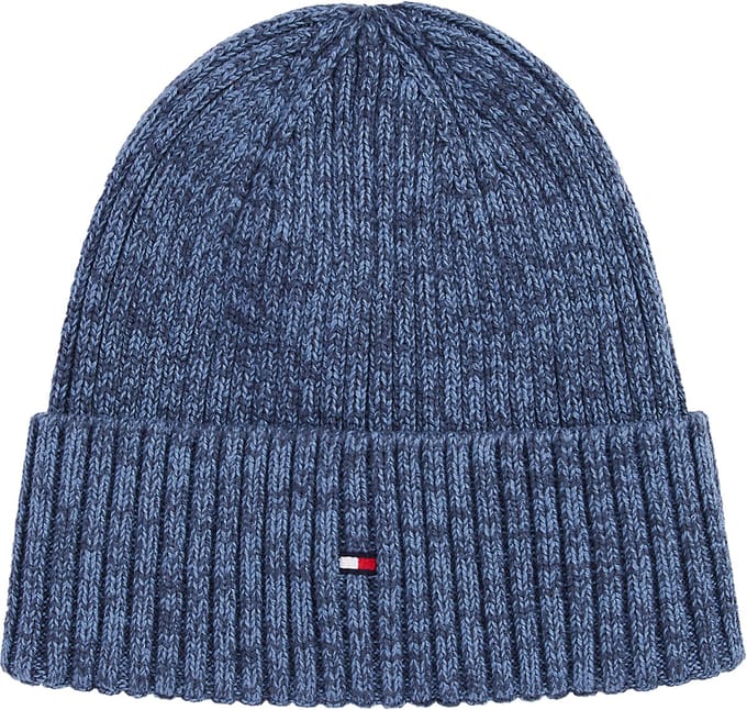 Tommy Hilfiger muts - the flag twisted yarn beanie - blauw melange