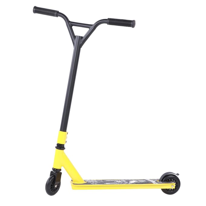 Gele Draagbare Professionele Scooter Volwassen Stunt 2 PU Wielen Schuifpedaal Uitrusting black