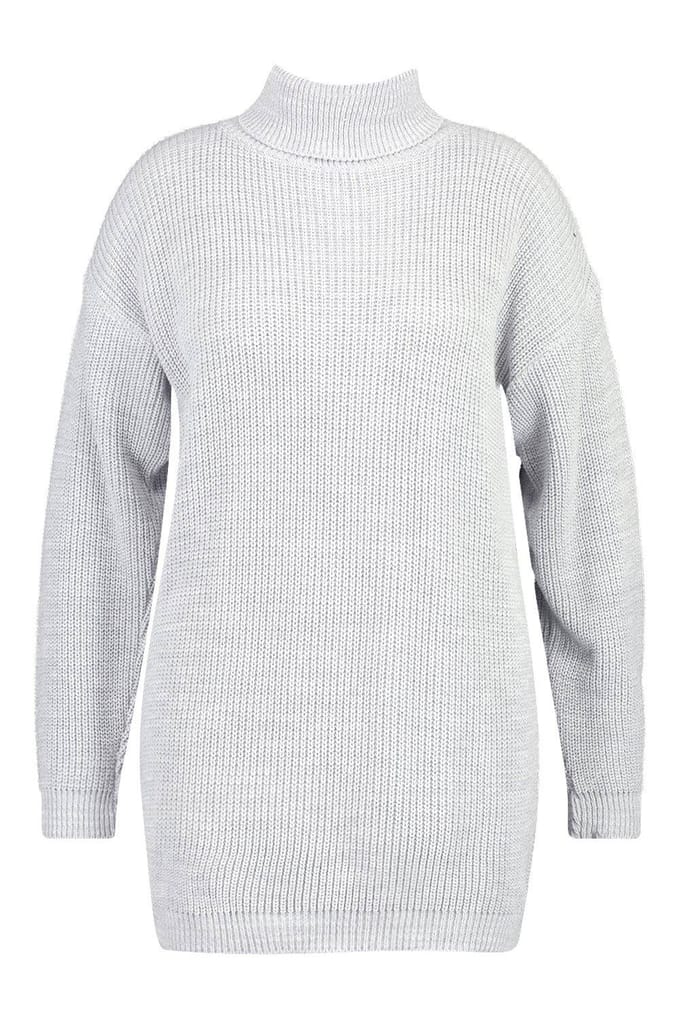 boohoo Dames Plus Ronde Hals Truitjurk | Silver | Maat: 24
