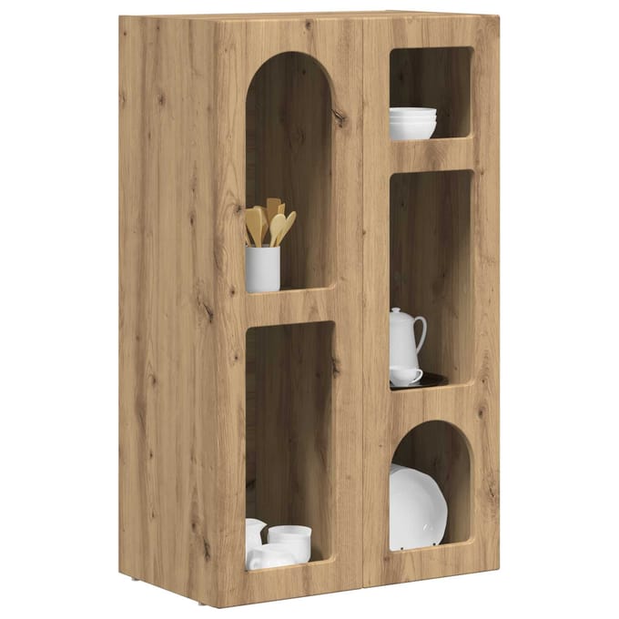 vidaXL - Dressoir - ELST - Artisan - Eiken - 59 - x - 35 - x - 100,5 - cm - Bewerkt - hout
