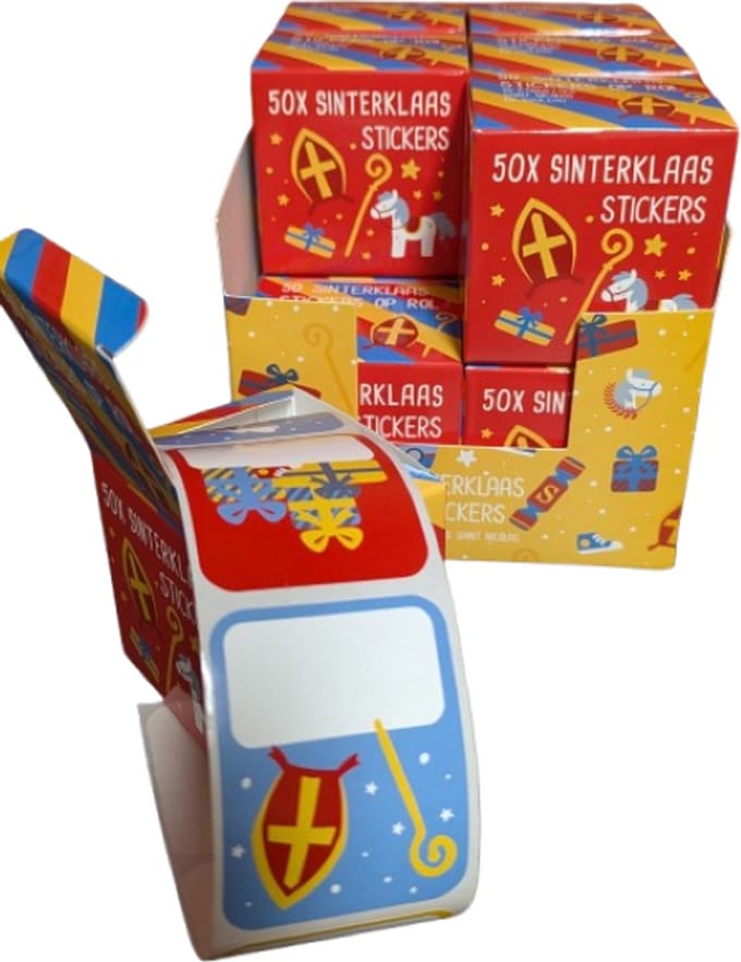 Design Group Sinterklaas stickers op rol - 12 doosjes, 600 stuks.