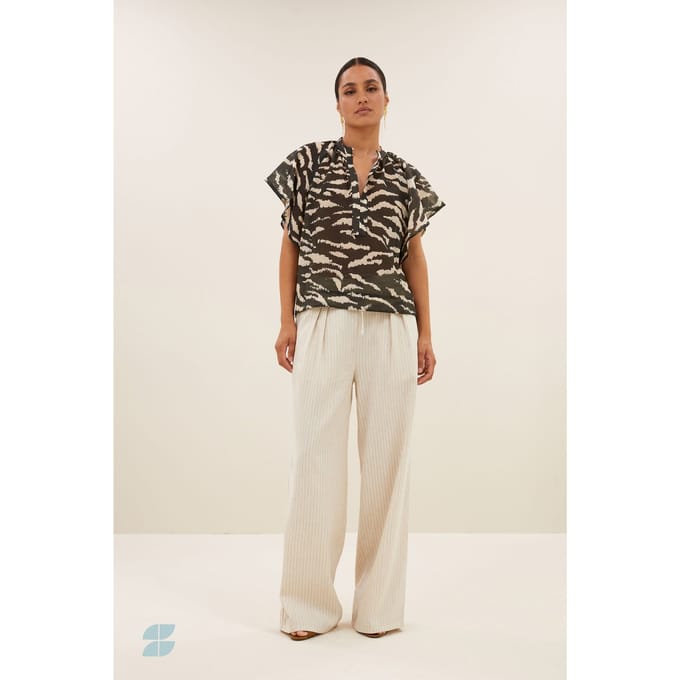 By-Bar Vina Zebra Blouse Black Zebra Print Größe: S | Blusen Outlet | Damen | Schwarz