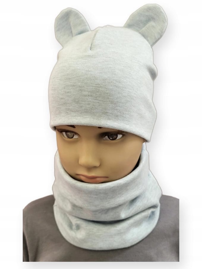 Dartomik - Kinder Set - Muts en Sjaal - Maat 52-56 - Blauw Melange - Dubbele Laag