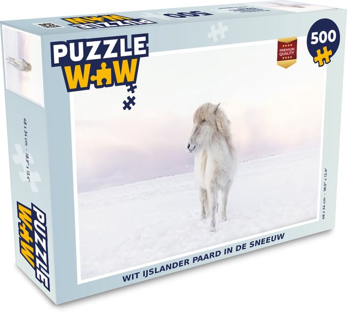 Puzzel Wit IJslander paard in de sneeuw - Legpuzzel - Puzzel 500 stukjes