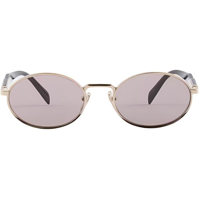 Lunettes de soleil ovales Prada avec logo gravé Lunettes de soleil pour femme Violet clair SPR65Z_EZVN_FE20I_C_055 Basic Packaging-Eyeglass Case+Box gray