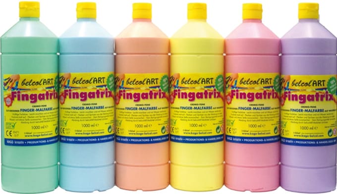 Eduplay vingerverf pastel set 6 x 1000ml 6 kleuren kinderverf.