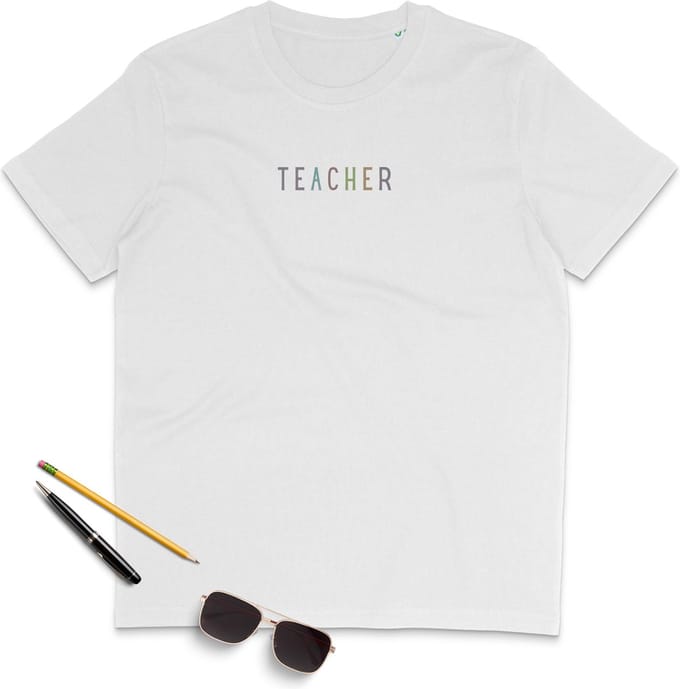 Leraar Dames T shirt - Ronde Hals - Korte Mouw - Wit - Maat L