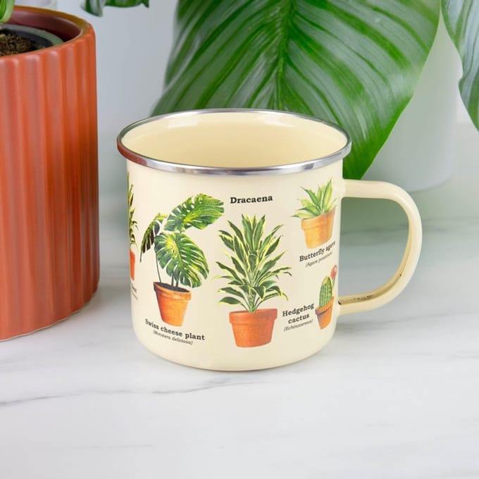 Emaille mok met planten - Gift Republic
