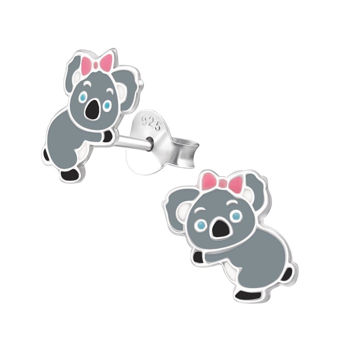 Princess Oorbellen Koala  - 925 Zilver E-Coating - Dier - 7x10mm