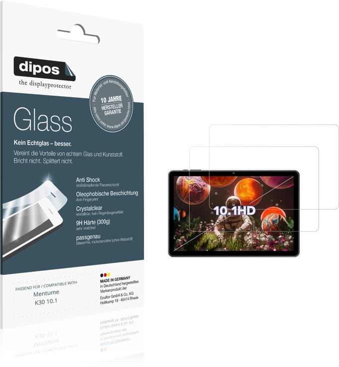 dipos – 2x Pantserfolie geschikt voor Mentume K30 10.1 | 9H Screenprotector
