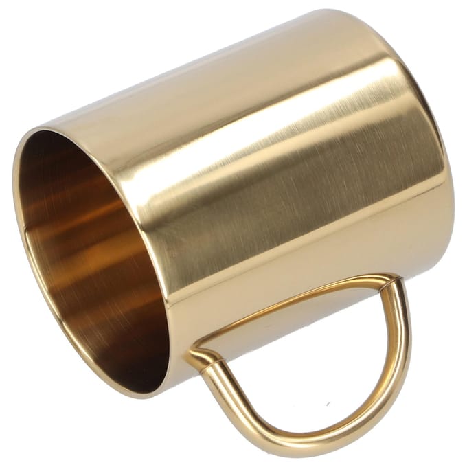 Mok 304 Roestvrij Staal Dubbellaags Anti-Verbranding Koffie Thee Waterbeker met Handvat 400ml(Goud )