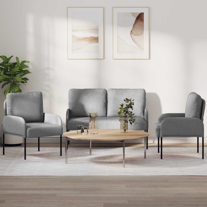 vidaXL - Sofa-Sets - 3 - st - Lichtgrijs - Multiplex