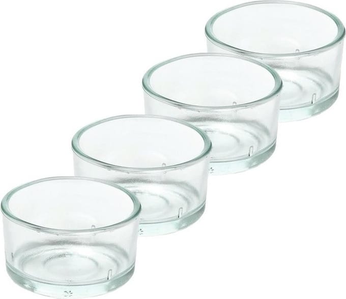 Trend Candles theelichthouder - 4x - glas - transparant - 4x3 cm - waxinelicht