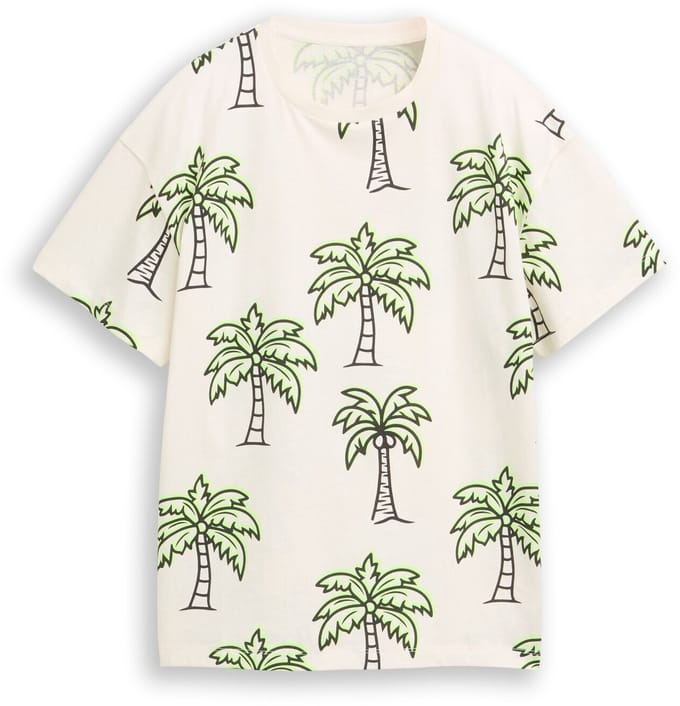 Tom Tailor - Oversized T-shirt met patroon - Maat 152 - large neon detail palm trees