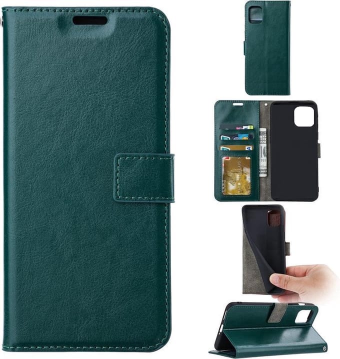 Portemonnee Book Case Hoesje Geschikt voor: iPhone 15 Plus - Groen