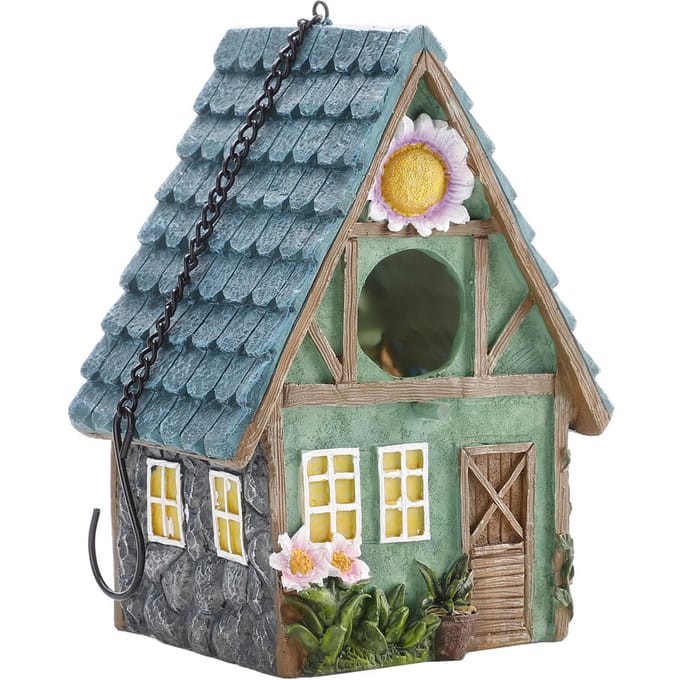 Vogelhuisje Vogelnest Hars Decoratie Vogelhuisje Beeld Tuindecoratie gray