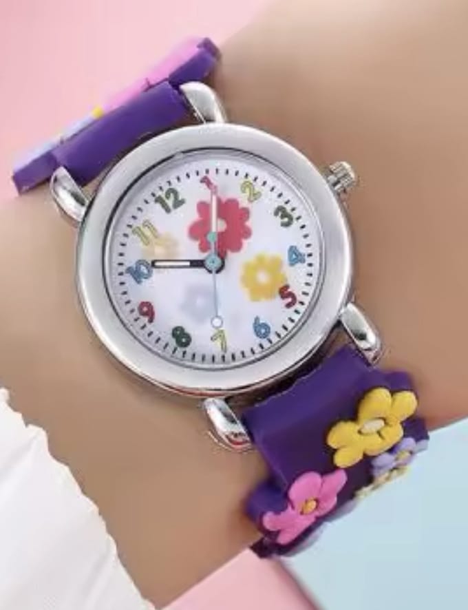 12Getit Bloem horloge zwart siliconen band