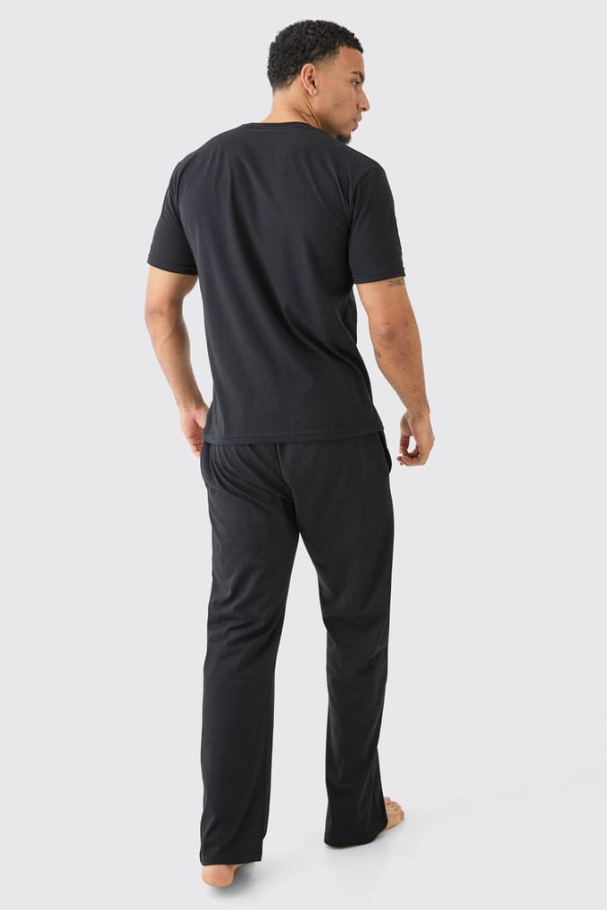 T-Shirt & Trouser Lounge Set | Black | Size Medium