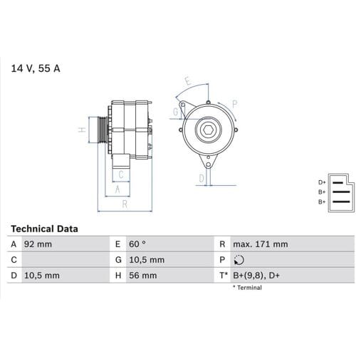 Driefasige generator BOSCH 0 986 033 740