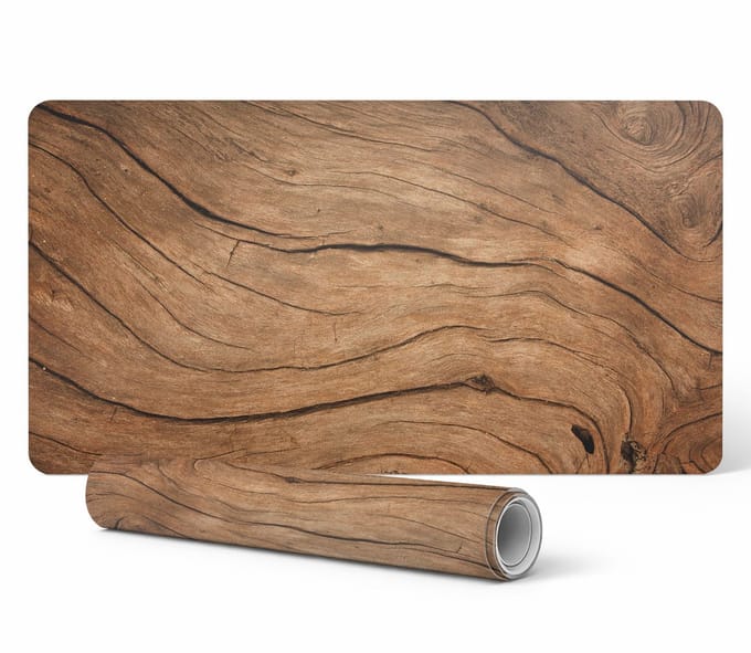 Vinyl beschermmat voor op de werkplek met houtnerfstructuur, 90x45 cm