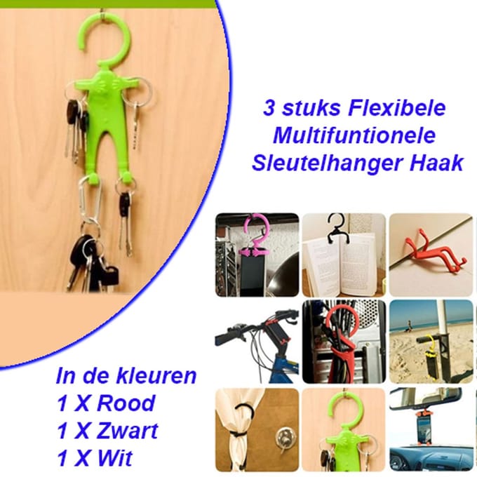 3 stuks Flexibele Multifuntionele Sleutelhanger Haak