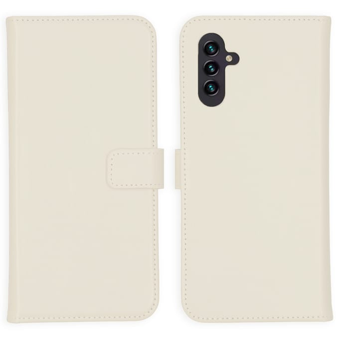 Selencia Hoesje - Geschikt voor Samsung Galaxy A13 (5G) / A04s - Echt Lederen Bookcase - Greige