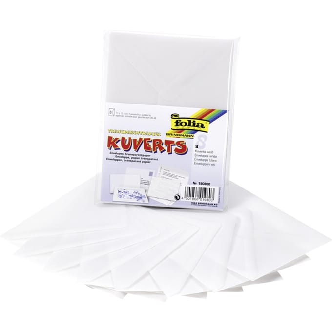 Envelop Folia A6 115gr set à 8 stuks transparant