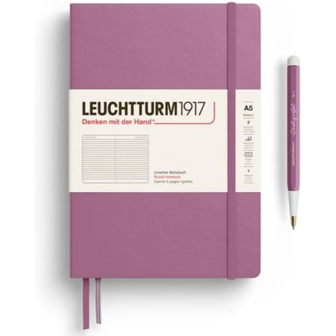 Leuchtturm1917 notitieboekje, hardcover, medium a5, gelinieerd, oud roze