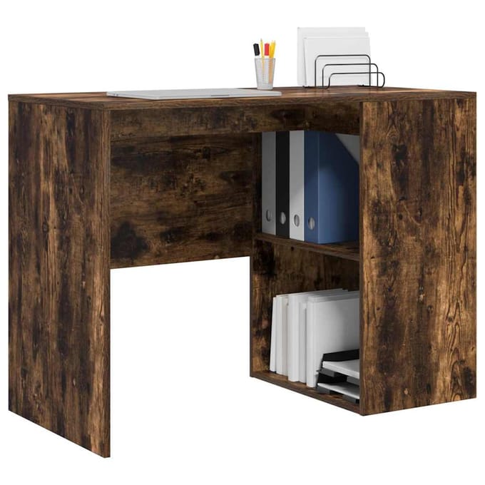 vidaXL - Bureau - Rook - Eiken - Bewerkt - hout - 102 - x - 50 - x - 75 - cm