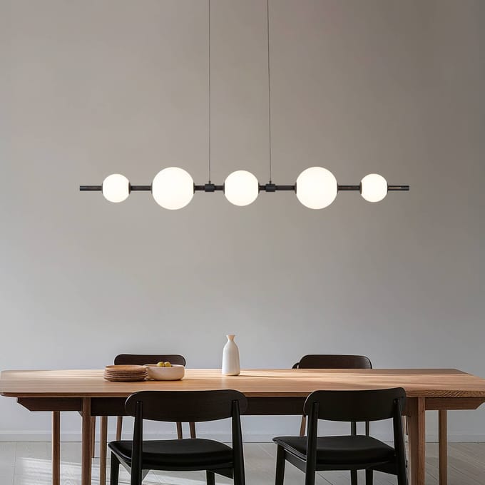 Lucande LED hanglamp Tanira, zwart/wit, 140 cm, step-dimbaar