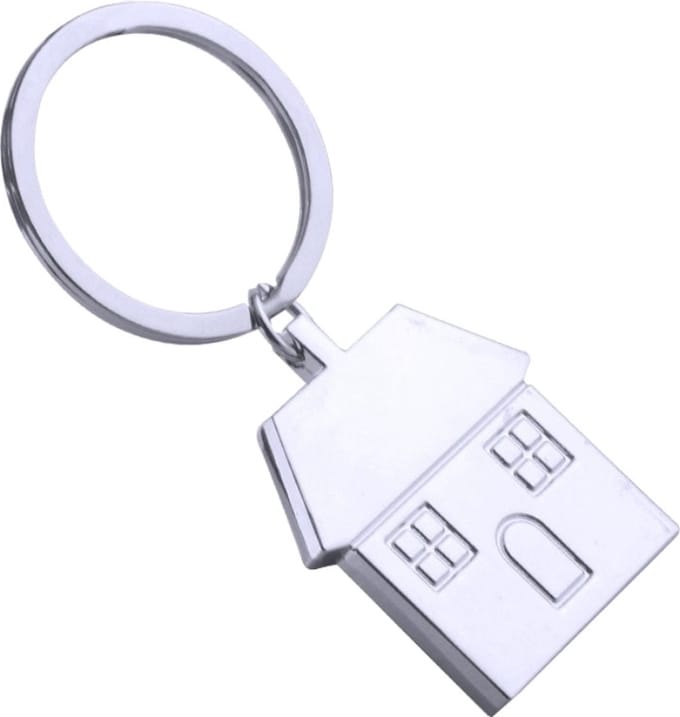 Fako Bijoux - Sleutelhanger - Klein Huisje - Zilverkleurig