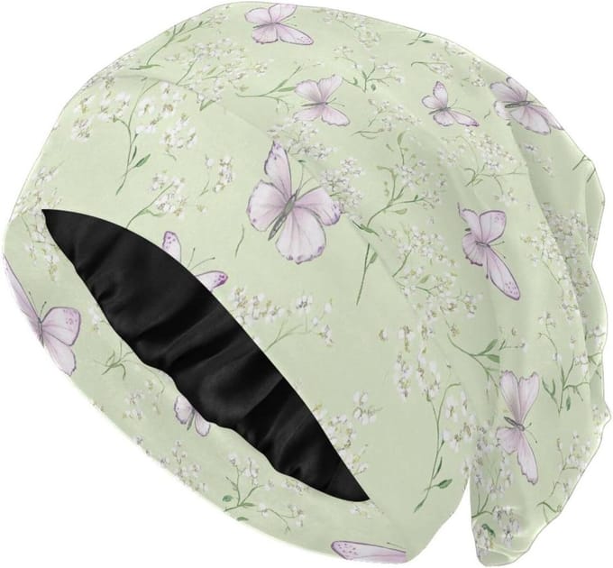 Satijnen Slaapmuts - Haarbonnet Hoed - Haar Beschermen - Dubbel Laags Ontwerp - One Size - Groen