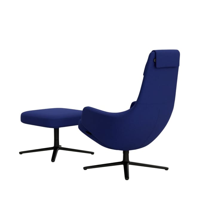 Vitra - Repos Fauteuil & Ottoman - basic dark gepoedercoat - Cosy 2 electrisch blauw - Zithoogte 45 cm