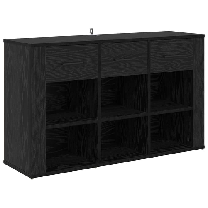 vidaXL - Dressoir - Zwart - Eiken - 100 - x - 30 - x - 59,5 - cm - Bewerkt - hout