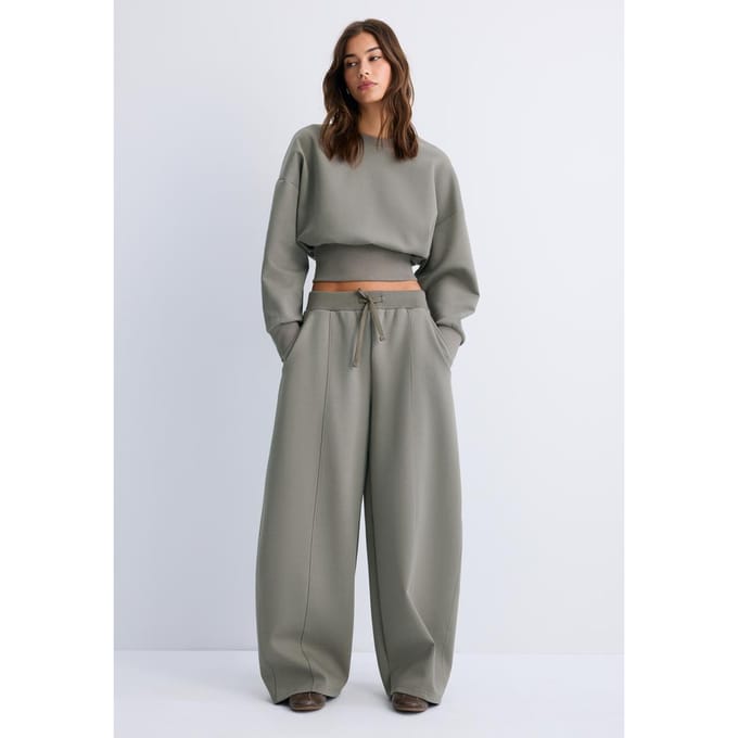 Stradivarius Barrel wide-leg joggingbroek  Bruin XS