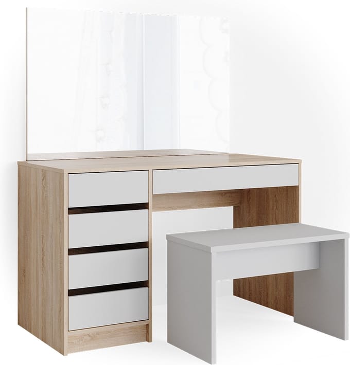 Vicco Sherry Kaptafel – 120 cm met bank Wit/Sonoma
