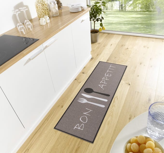 Flycarpets Loper - Bon Appetit - Grijs 50x150 cm