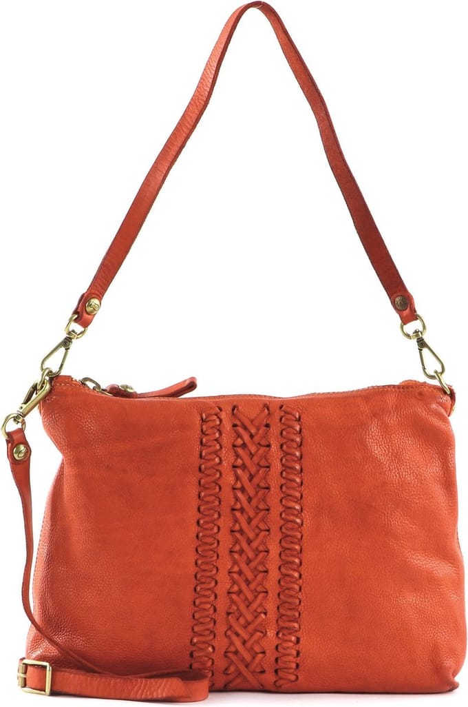CAMPOMAGGI Leren Schoudertas Pochette Cotto Terracotta