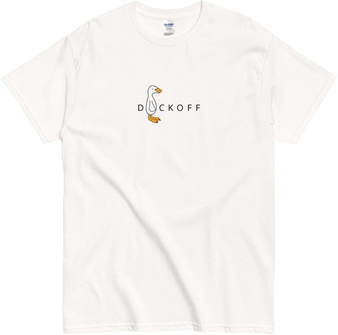 Grappig T Shirt Dames en Heren - Cartoon Eend - Duck Off - Katoen- Wit - M