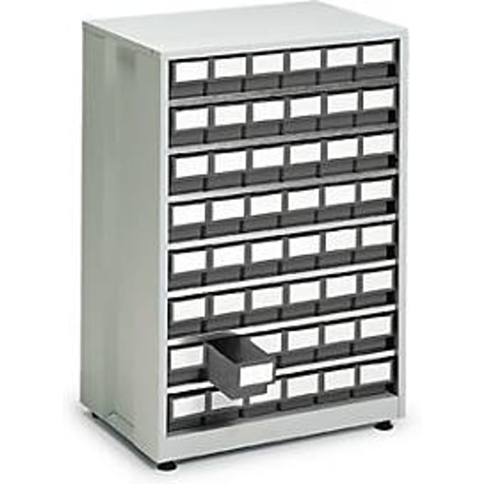 Schuifladestelling, met 48 schuifladen, grijs