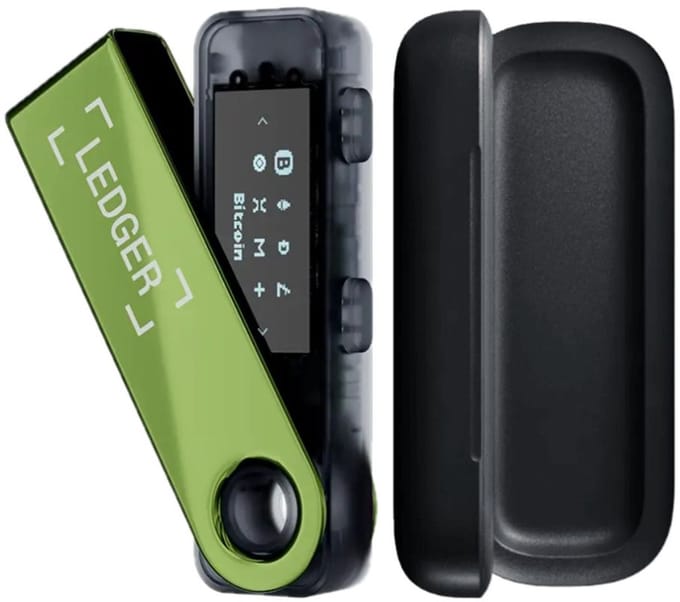 Ledger Nano S Plus Oxidate Green + Case - Hardware Wallet Bundel - Bluetooth - Originele Ledger Case