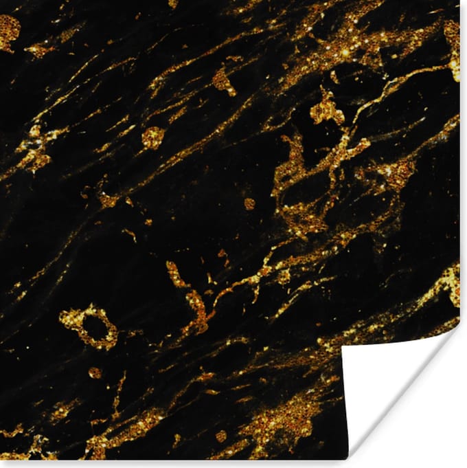 Poster Marmer - Goud - Luxe - Glitter - 30x30 cm