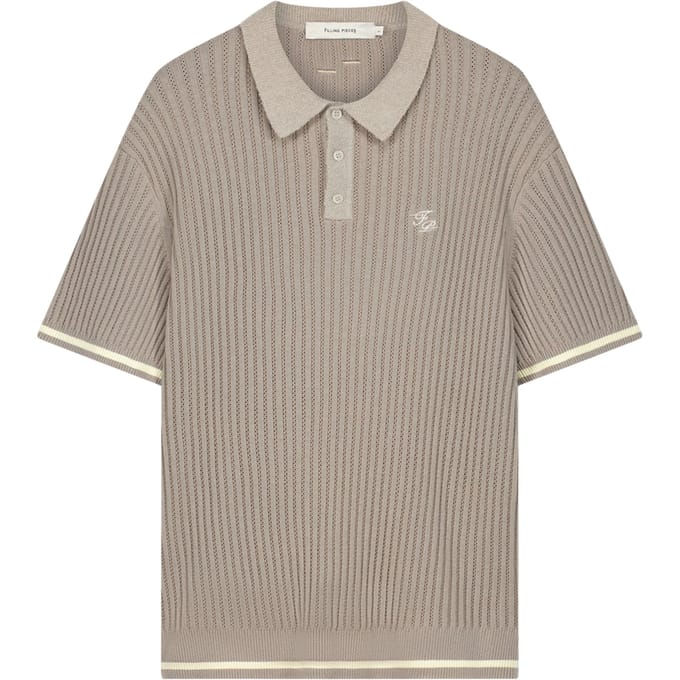 Filling Pieces 422670500246 Polos Taupe Knit Polo Boucle