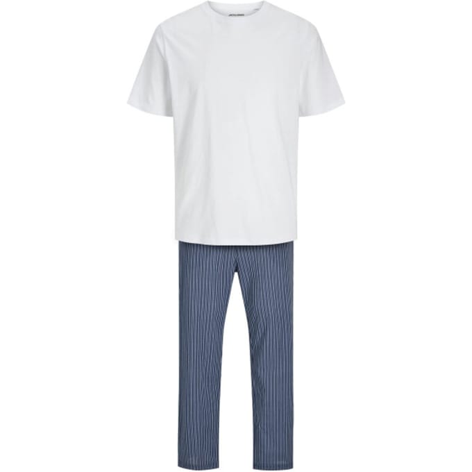 Jack & Jones Heren Pyjamaset JACBASIC Wit/Blauw - Maat S
