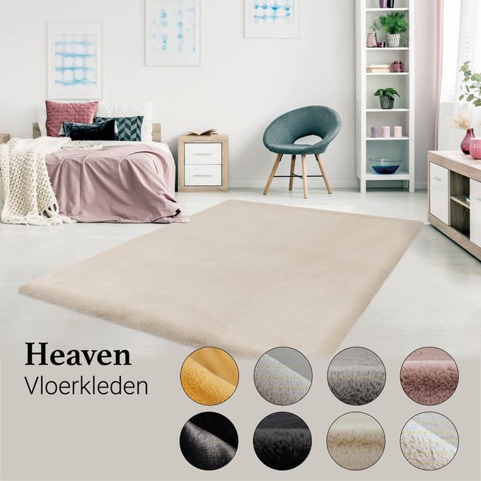 Lalee Heaven - Vloerkleed - Tapijt – Karpet - Hoogpolig - Superzacht -comfy Fluffy - rabbit fur- 80x150 cm ivoor gebroken wit